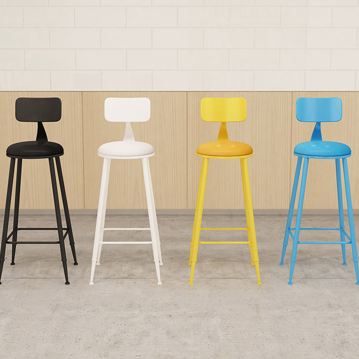 Contemporary Style Low Back Bar-stool Round Counter Bar Stool with Metal Legs