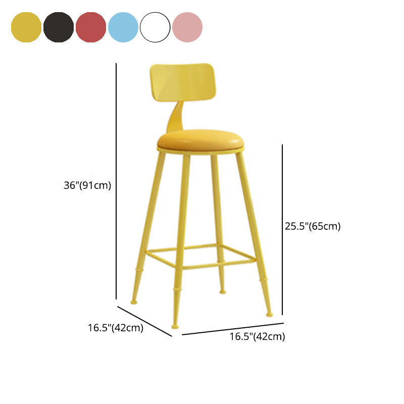 Contemporary Style Low Back Bar-stool Round Counter Bar Stool with Metal Legs
