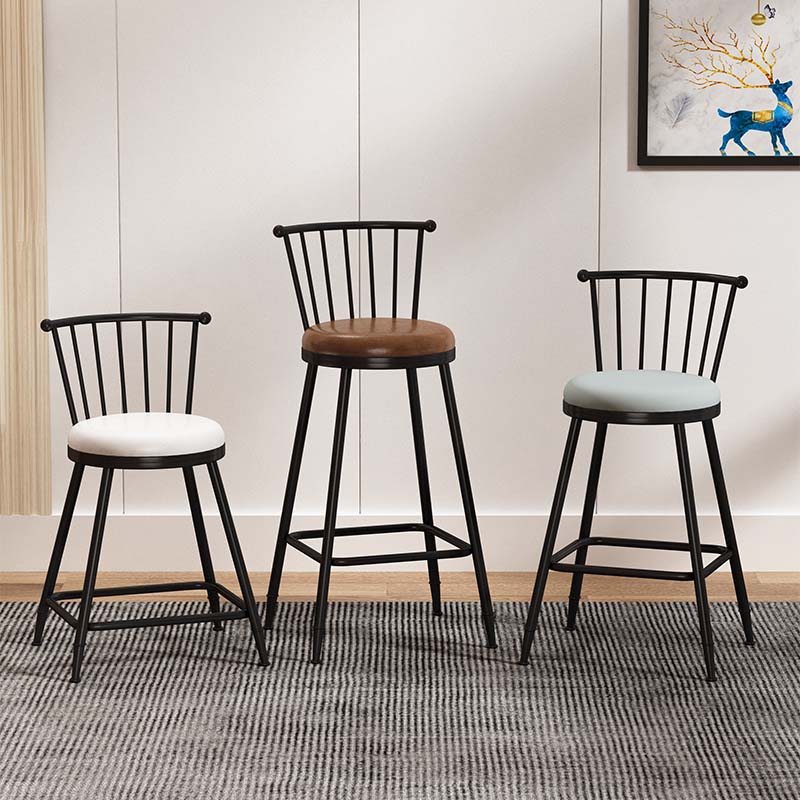 Leather Matte Finish Bristol Stool Low Back Footrest Barstool
