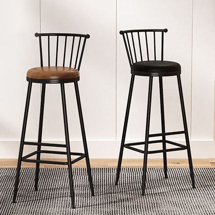 Leather Matte Finish Bristol Stool Low Back Footrest Barstool