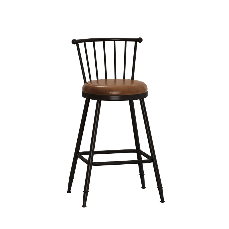 Leather Matte Finish Bristol Stool Low Back Footrest Barstool