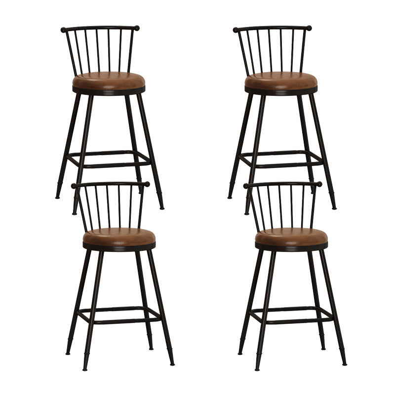 Leather Matte Finish Bristol Stool Low Back Footrest Barstool