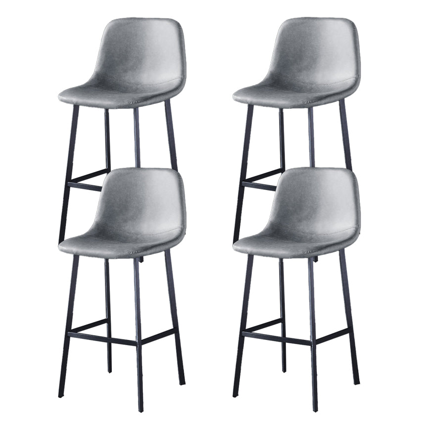 Industrial Style Low Back Bar-stool PU Leather Bar Stool with Metal Legs