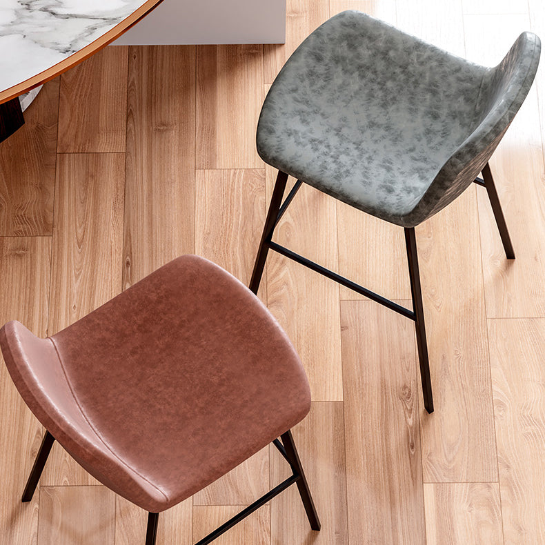 Industrial Style Low Back Bar-stool PU Leather Bar Stool with Metal Legs