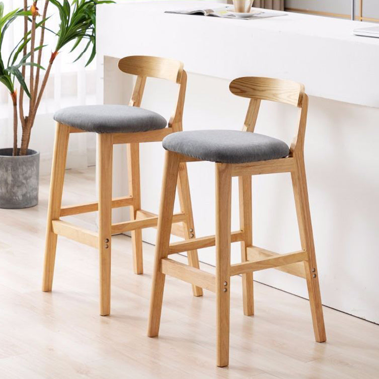 Scandinavian Rubberwood Home Stool Matte Finish Upholstered Footrest Barstool