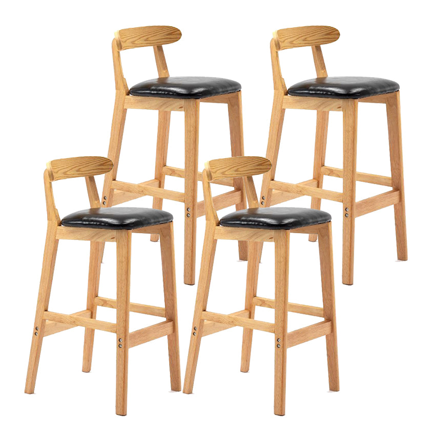 Scandinavian Rubberwood Home Stool Matte Finish Upholstered Footrest Barstool