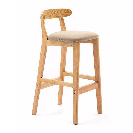 Scandinavian Rubberwood Home Stool Matte Finish Upholstered Footrest Barstool