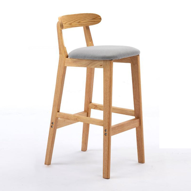 Scandinavian Rubberwood Home Stool Matte Finish Upholstered Footrest Barstool