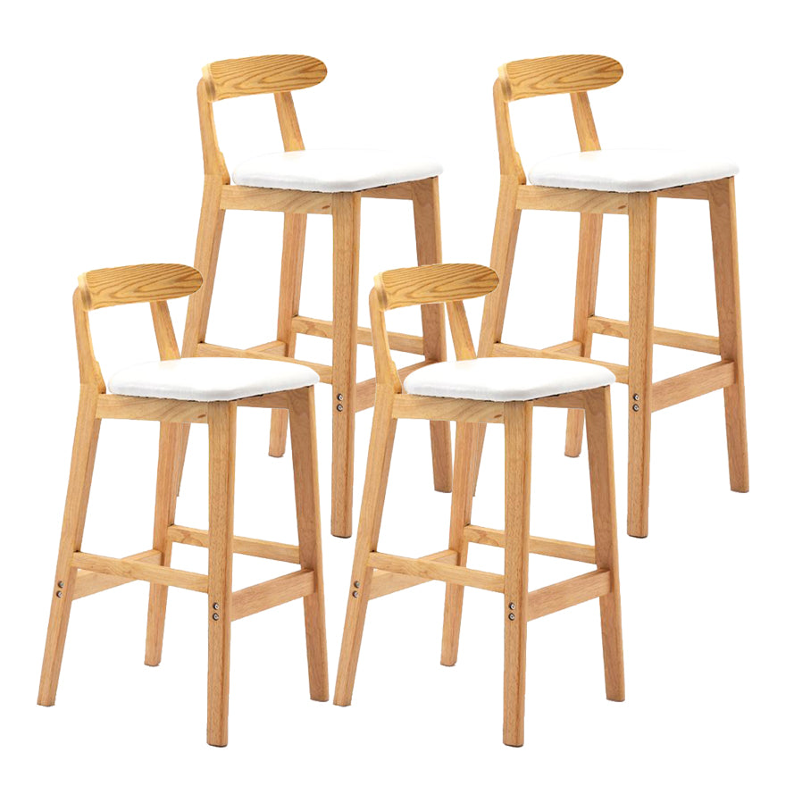 Scandinavian Rubberwood Home Stool Matte Finish Upholstered Footrest Barstool
