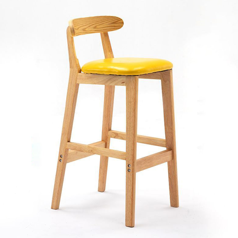 Scandinavian Rubberwood Home Stool Matte Finish Upholstered Footrest Barstool