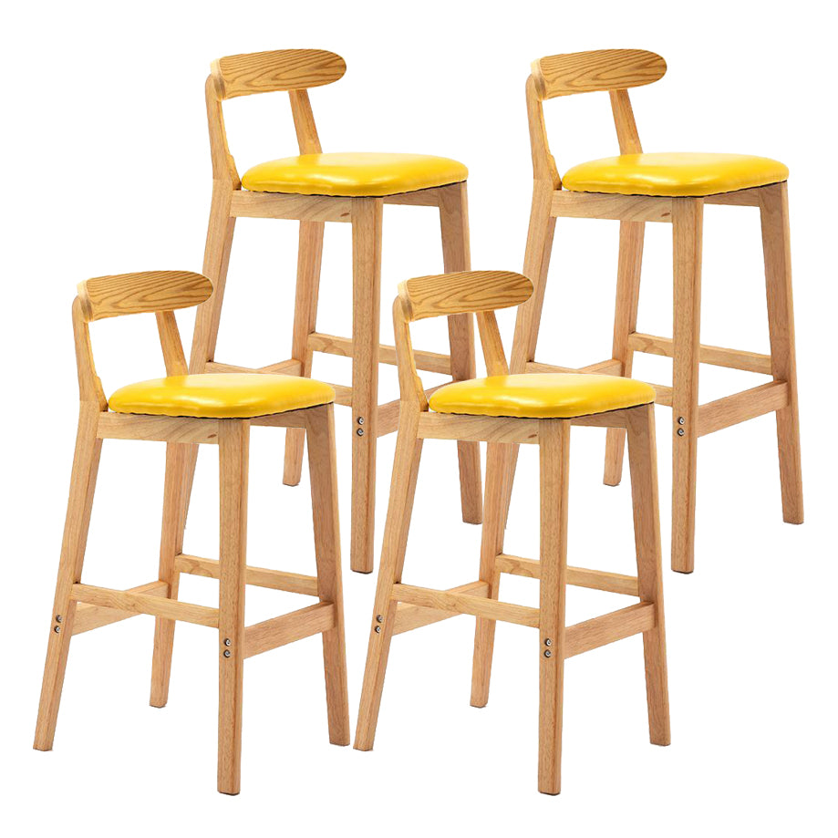 Scandinavian Rubberwood Home Stool Matte Finish Upholstered Footrest Barstool