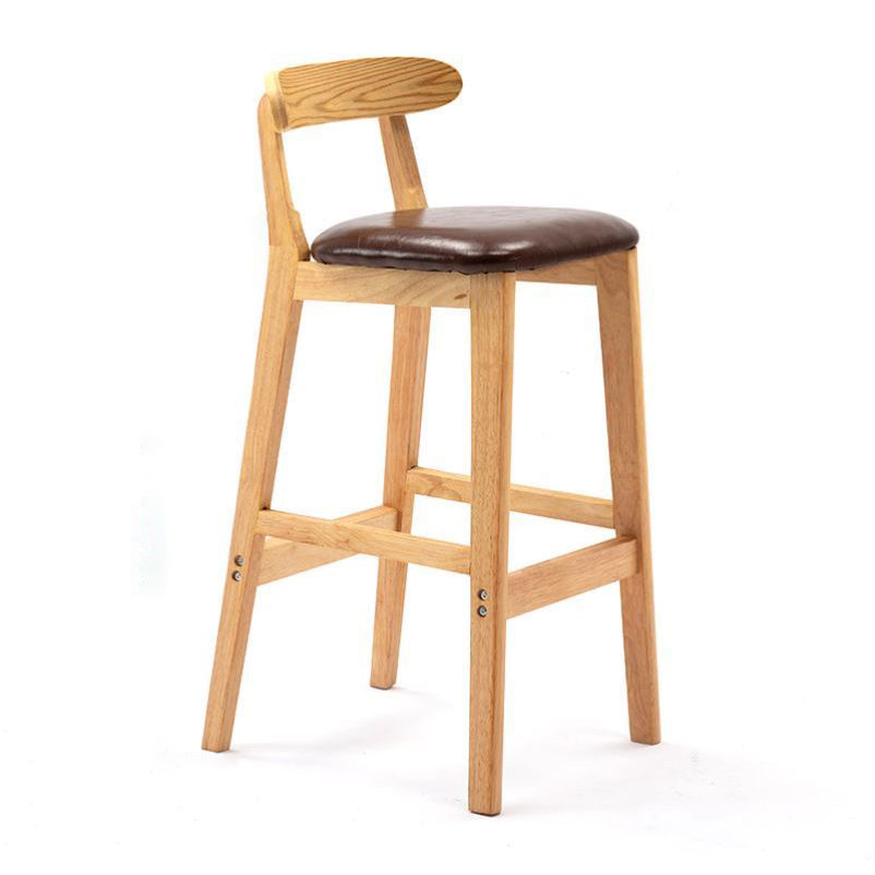 Scandinavian Rubberwood Home Stool Matte Finish Upholstered Footrest Barstool
