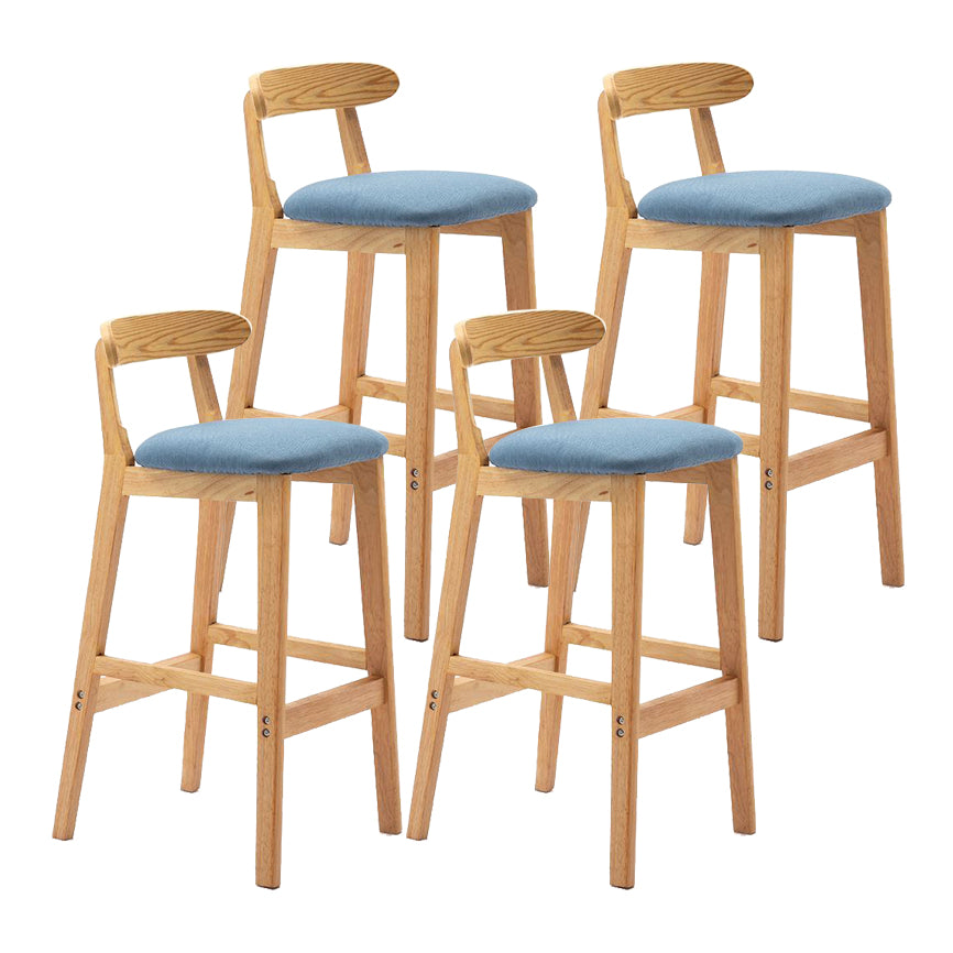 Scandinavian Rubberwood Home Stool Matte Finish Upholstered Footrest Barstool