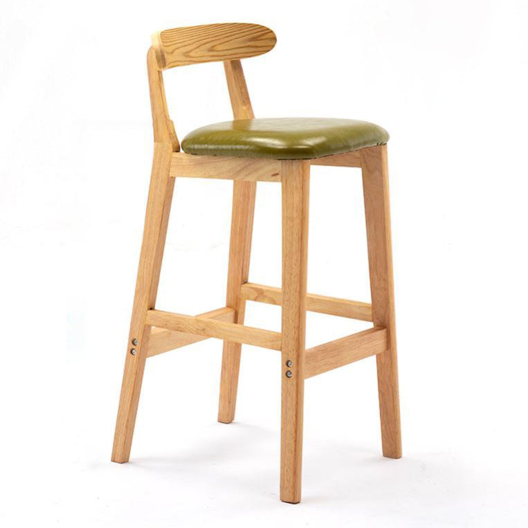 Scandinavian Rubberwood Home Stool Matte Finish Upholstered Footrest Barstool