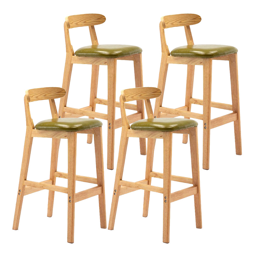 Scandinavian Rubberwood Home Stool Matte Finish Upholstered Footrest Barstool