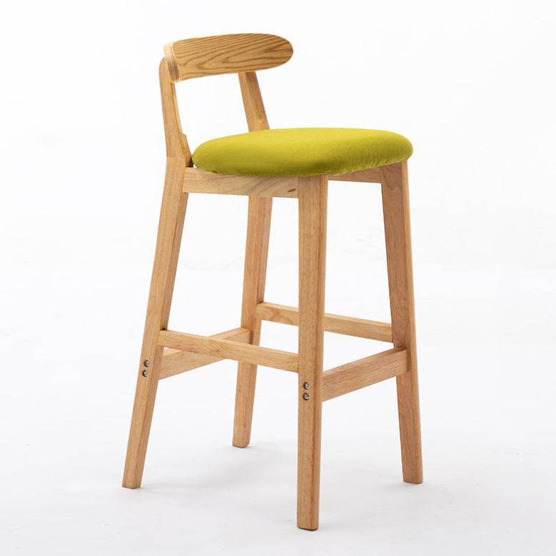 Scandinavian Rubberwood Home Stool Matte Finish Upholstered Footrest Barstool