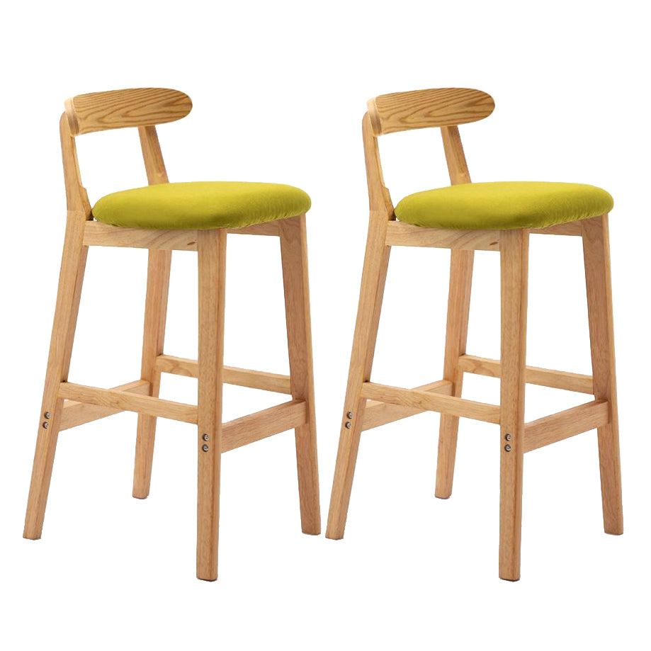 Scandinavian Rubberwood Home Stool Matte Finish Upholstered Footrest Barstool