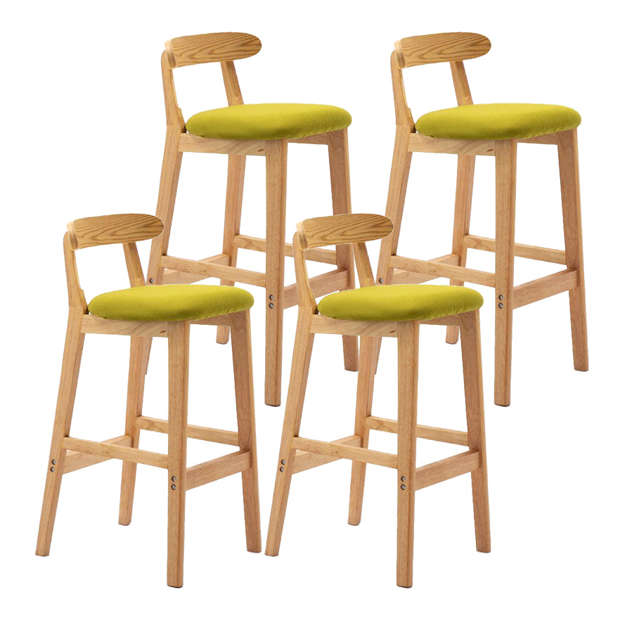 Scandinavian Rubberwood Home Stool Matte Finish Upholstered Footrest Barstool