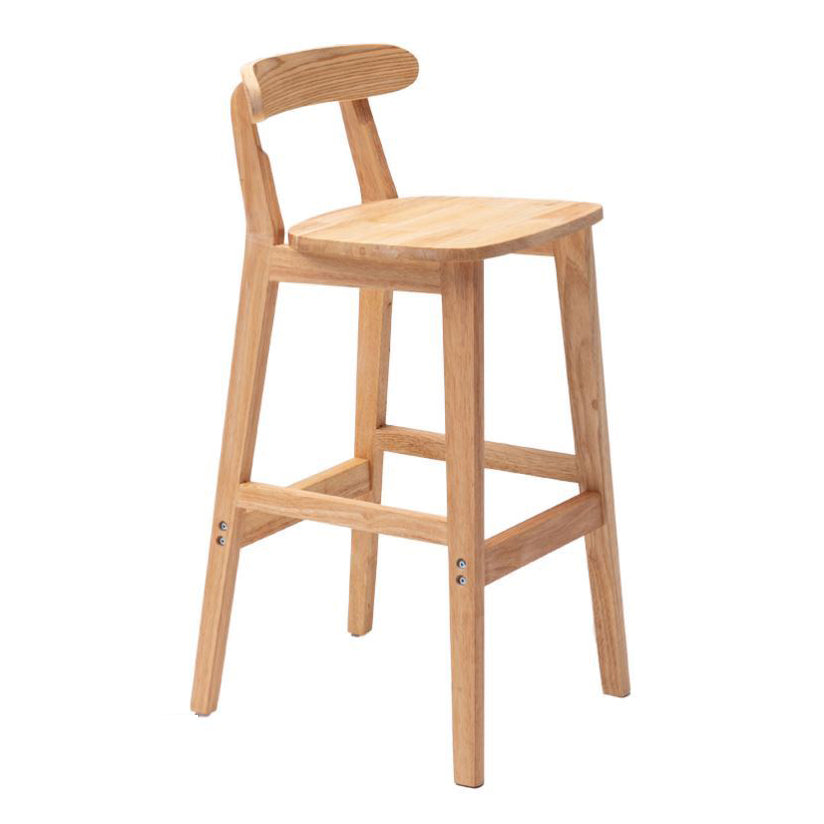 Scandinavian Rubberwood Home Stool Matte Finish Upholstered Footrest Barstool