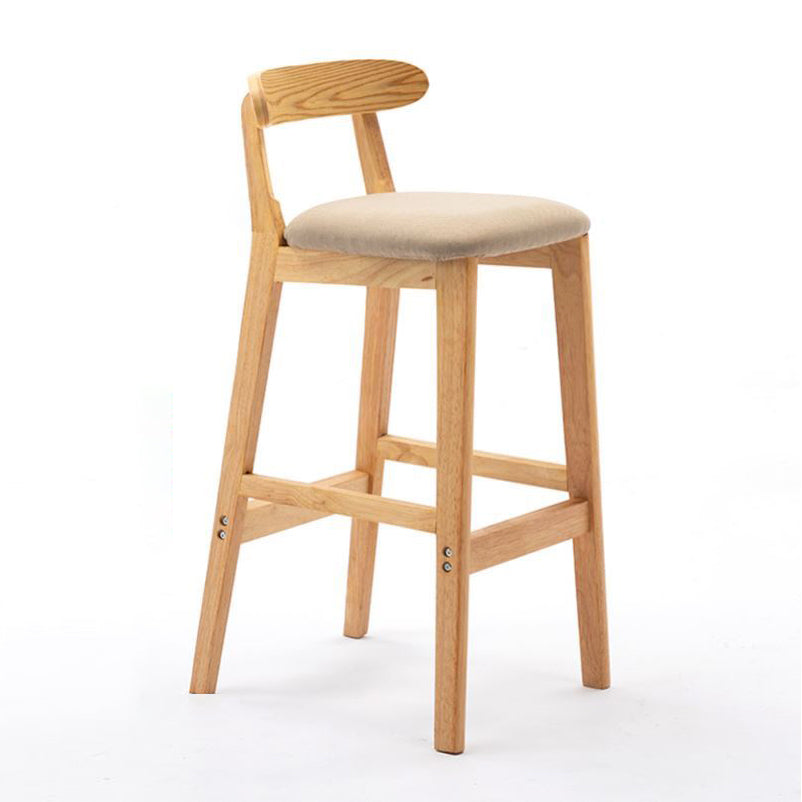 Scandinavian Rubberwood Home Stool Matte Finish Upholstered Footrest Barstool