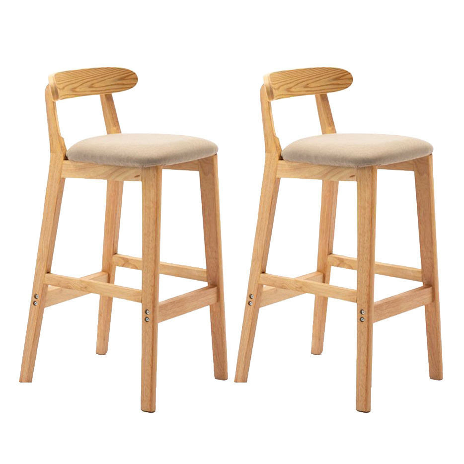 Scandinavian Rubberwood Home Stool Matte Finish Upholstered Footrest Barstool