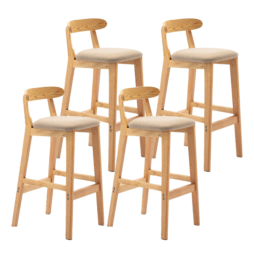 Scandinavian Rubberwood Home Stool Matte Finish Upholstered Footrest Barstool