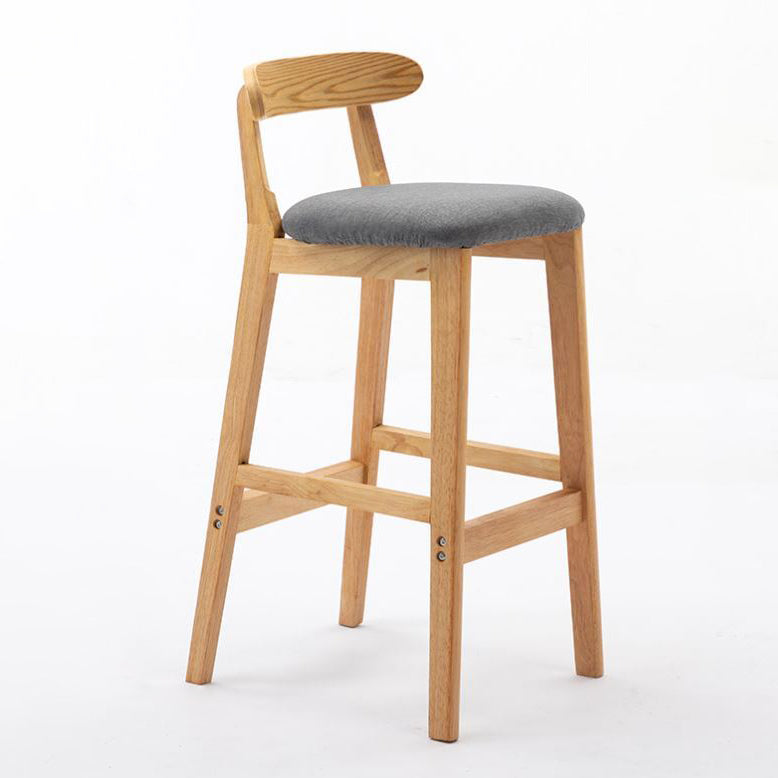 Scandinavian Rubberwood Home Stool Matte Finish Upholstered Footrest Barstool