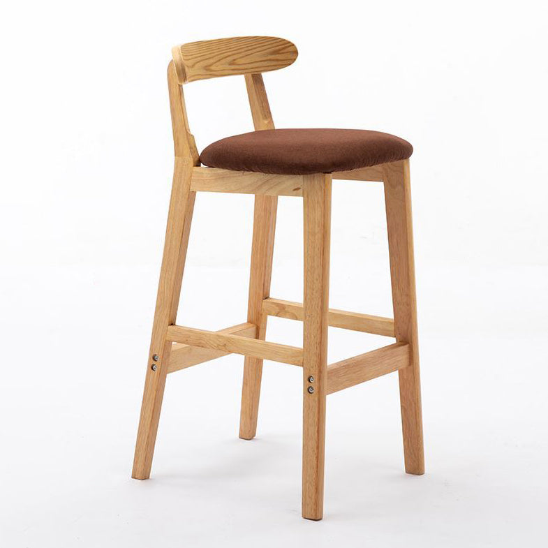 Scandinavian Rubberwood Home Stool Matte Finish Upholstered Footrest Barstool