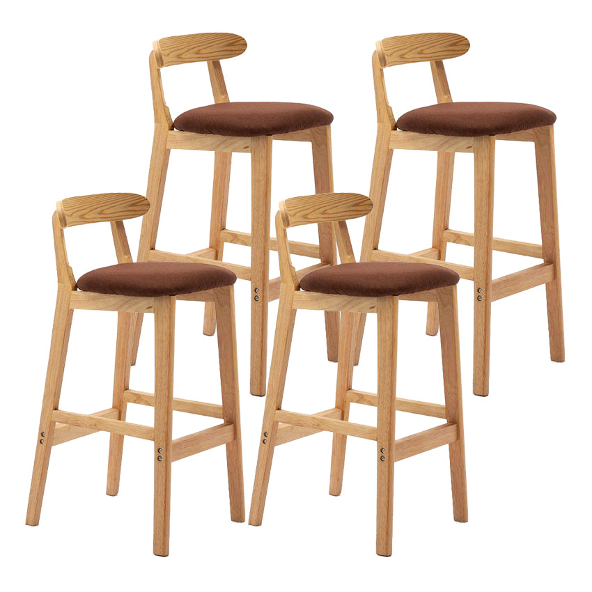 Scandinavian Rubberwood Home Stool Matte Finish Upholstered Footrest Barstool