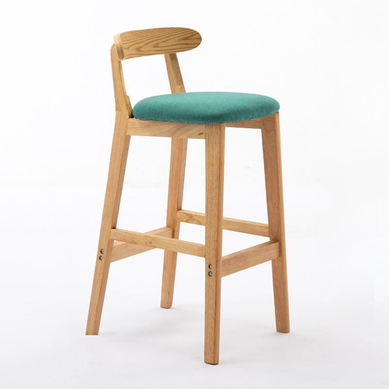 Scandinavian Rubberwood Home Stool Matte Finish Upholstered Footrest Barstool