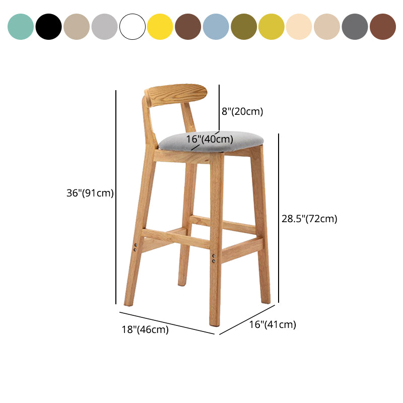 Scandinavian Rubberwood Home Stool Matte Finish Upholstered Footrest Barstool