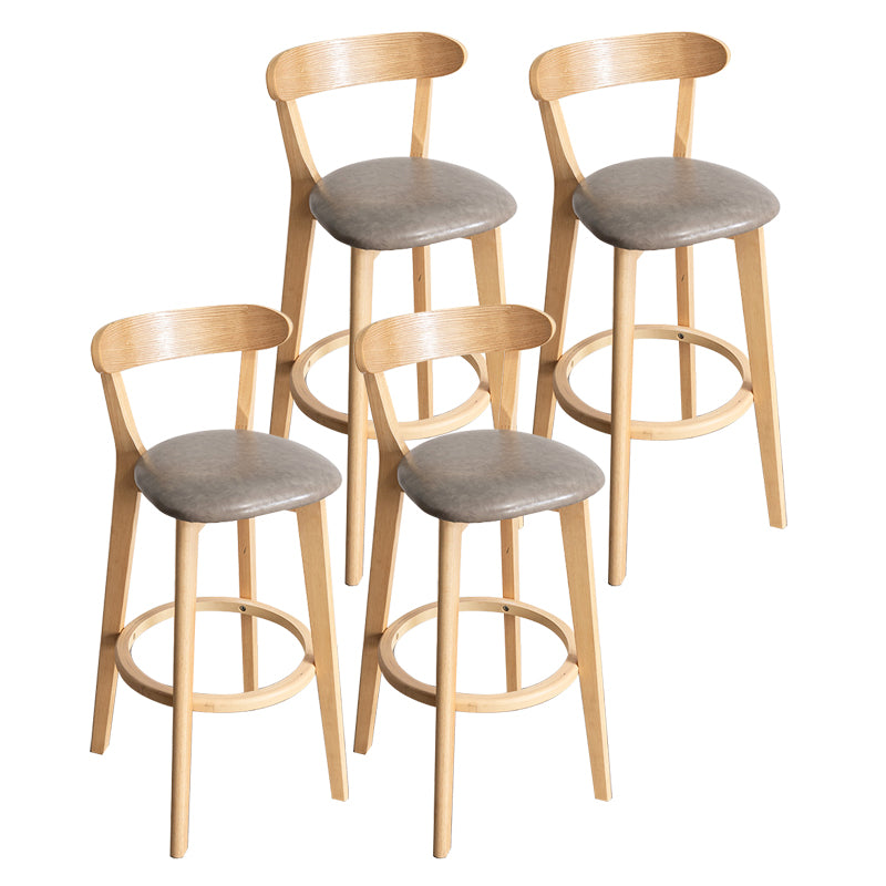 Contemporary Wood Dining Kitchen Room Armless Stool Low Back Bar Stool