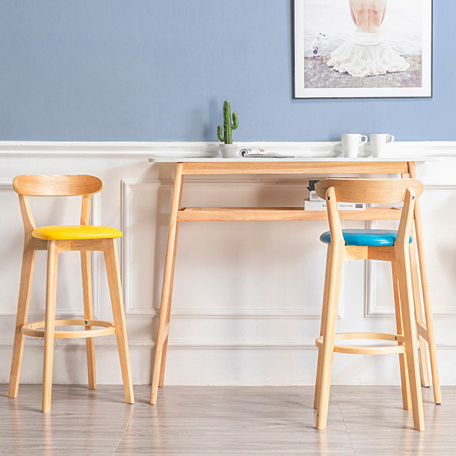 Contemporary Wood Dining Kitchen Room Armless Stool Low Back Bar Stool