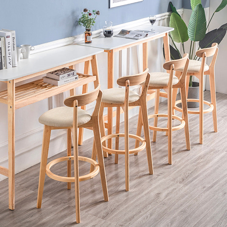 Contemporary Wood Dining Kitchen Room Armless Stool Low Back Bar Stool
