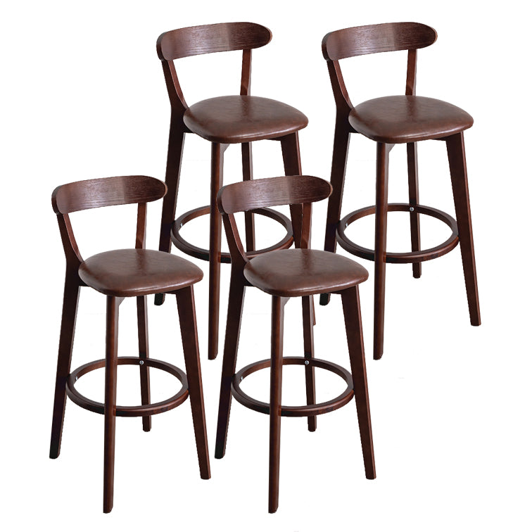 Contemporary Wood Dining Kitchen Room Armless Stool Low Back Bar Stool