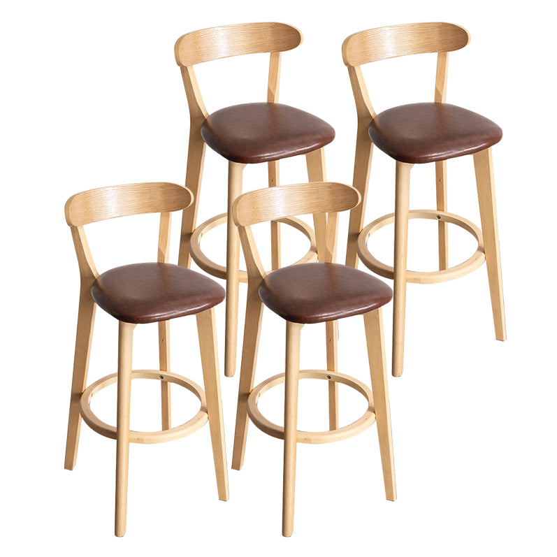 Contemporary Wood Dining Kitchen Room Armless Stool Low Back Bar Stool