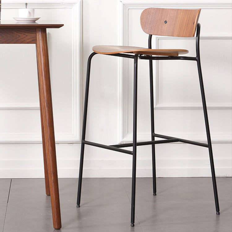 Modern Style Low Back Bar-stool Wooden Bar Stool with Metal Legs