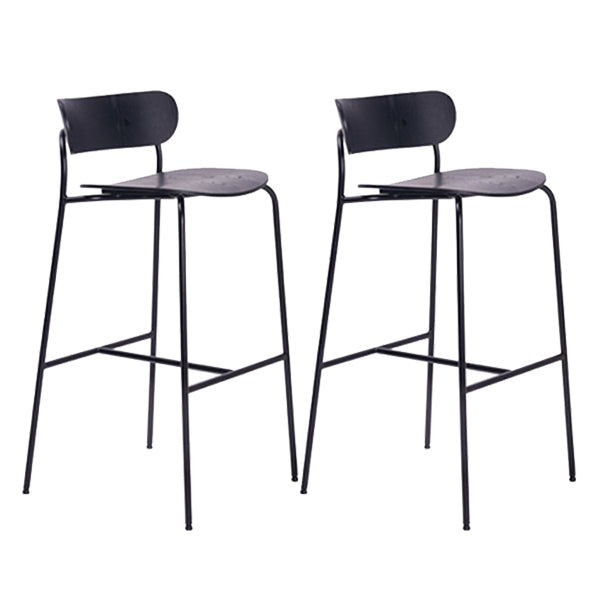 Modern Style Low Back Bar-stool Wooden Bar Stool with Metal Legs