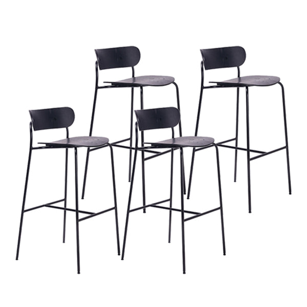 Modern Style Low Back Bar-stool Wooden Bar Stool with Metal Legs