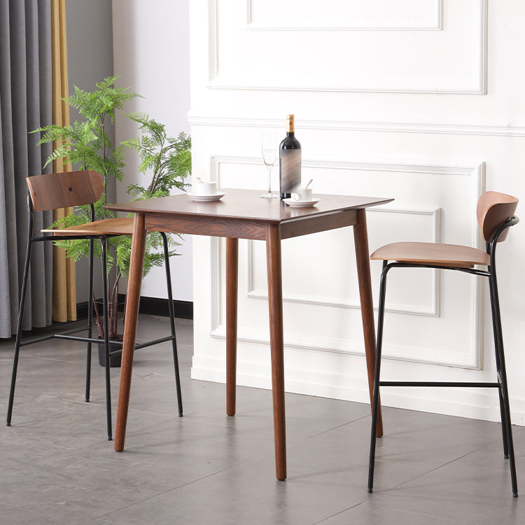 Modern Style Low Back Bar-stool Wooden Bar Stool with Metal Legs