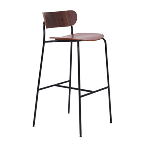 Modern Style Low Back Bar-stool Wooden Bar Stool with Metal Legs