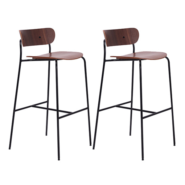 Modern Style Low Back Bar-stool Wooden Bar Stool with Metal Legs