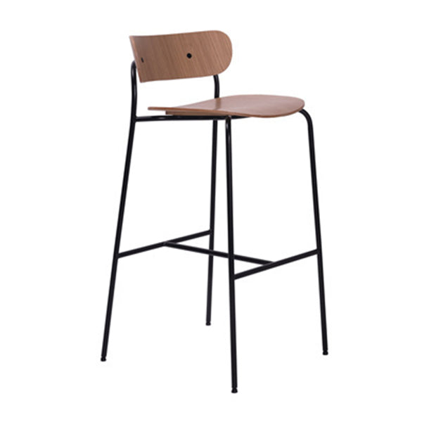 Modern Style Low Back Bar-stool Wooden Bar Stool with Metal Legs
