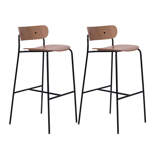 Modern Style Low Back Bar-stool Wooden Bar Stool with Metal Legs
