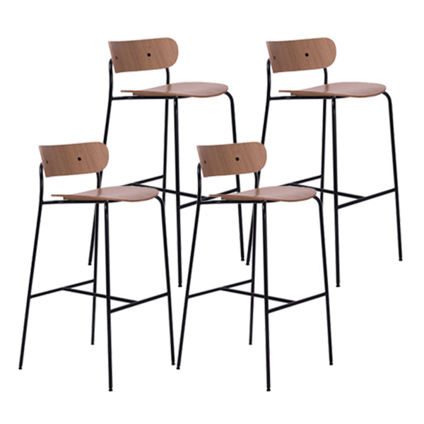 Modern Style Low Back Bar-stool Wooden Bar Stool with Metal Legs