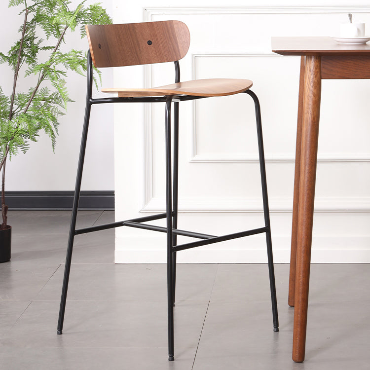Modern Style Low Back Bar-stool Wooden Bar Stool with Metal Legs