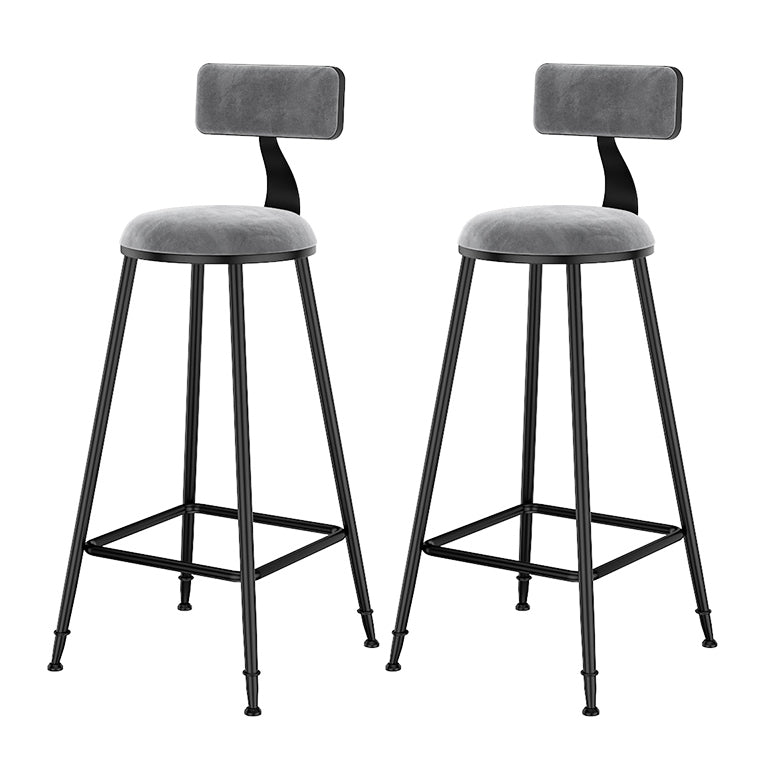 Scandinavian Low Back Footrest Barstool Matte Finish Velvet Counter Stool
