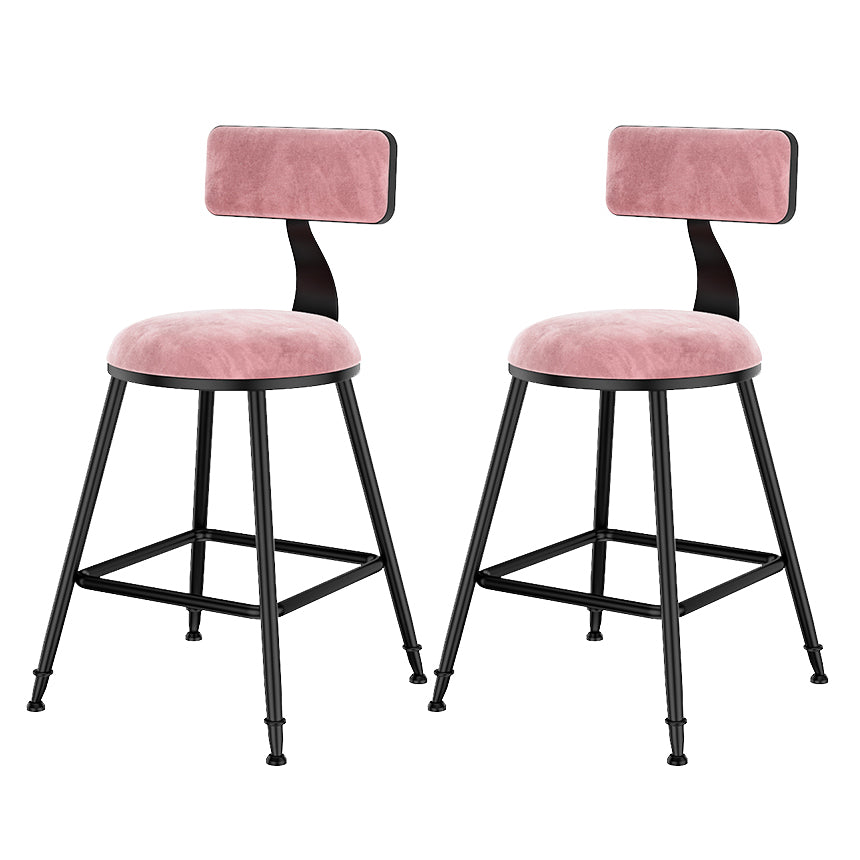 Scandinavian Low Back Footrest Barstool Matte Finish Velvet Counter Stool