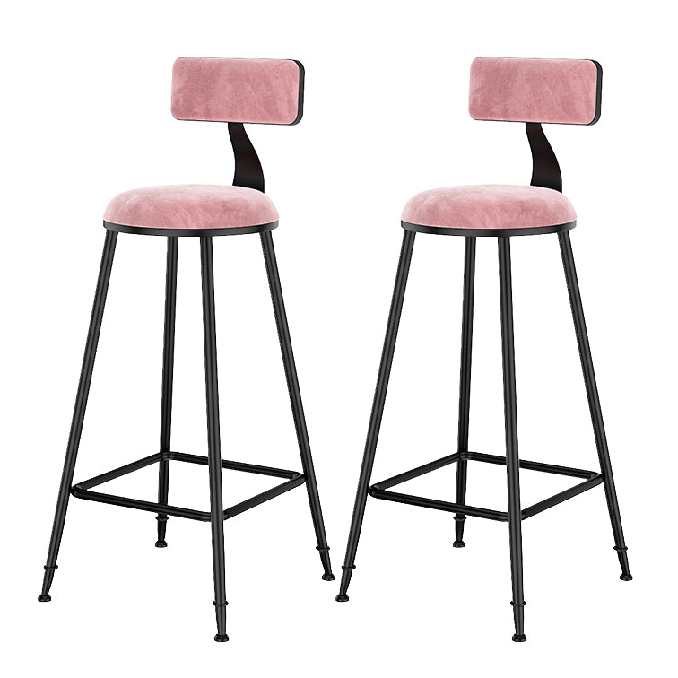 Scandinavian Low Back Footrest Barstool Matte Finish Velvet Counter Stool