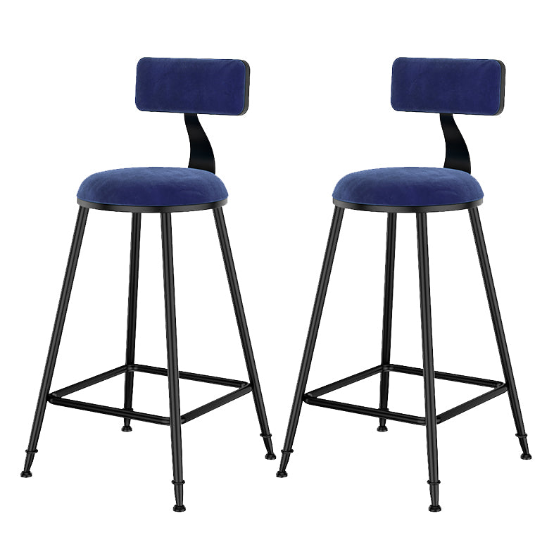 Scandinavian Low Back Footrest Barstool Matte Finish Velvet Counter Stool